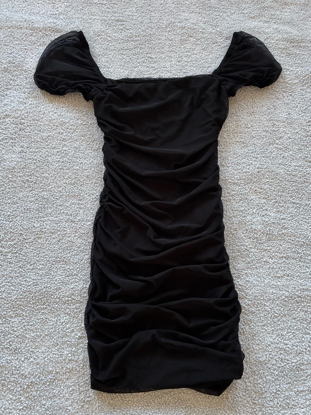 Princess Polly Black Ruched Off-Shoulder Mini Dress